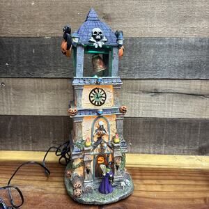 Pumpkin Hollow Animated Clock Tower Halloween Music Lighted In Box